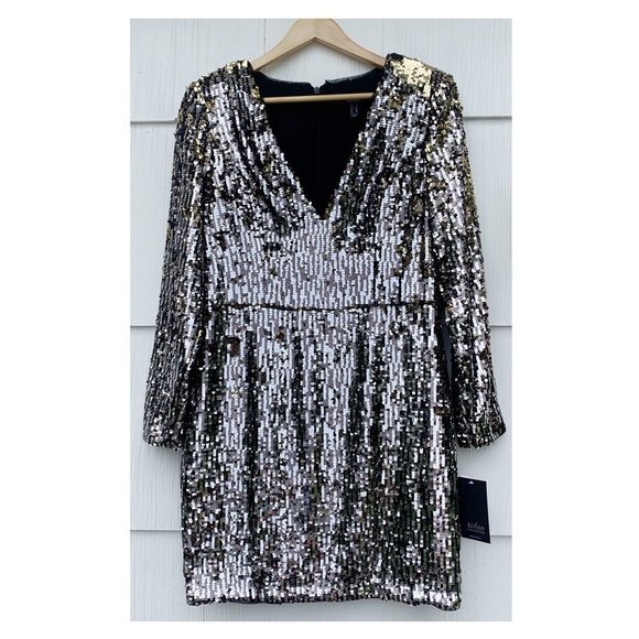 AIDAN MATTOX Sequin V-Neck Long Sleeve | 10 - Picture 13 of 16